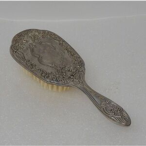 Antique Elegant Silver Detailed Hair Brush 8” long